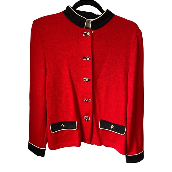 St. John Collection Jackets & Blazers - St. John Collection Red Black Coat size 10 EUC